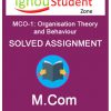 IGNOU MCO 1 Solved Assignment (M.Com 2nd Year)